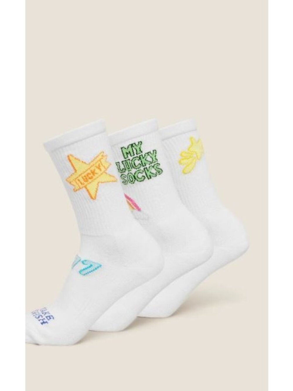 Gymshark Lucky Graphic Crew Socks 3pk Women Size Medium NWT